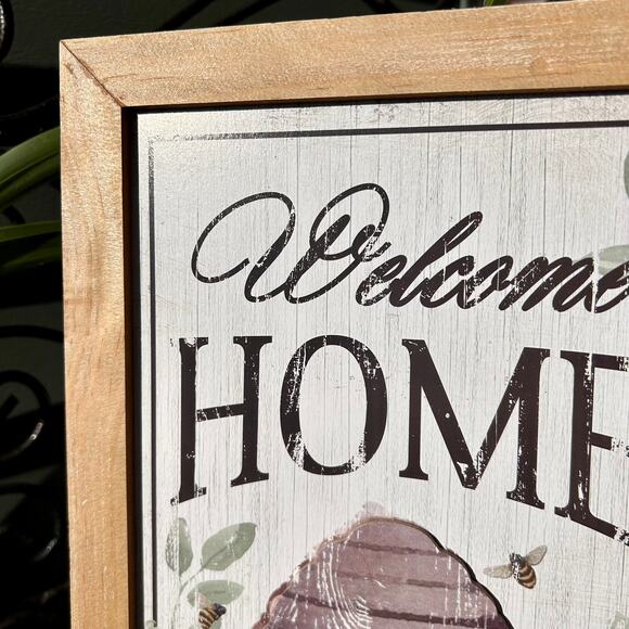 NEW Ashland 14 in. "Welcome Home" Beehive Tabletop Decor Wooden Easel Sign - Picture 2 of 9